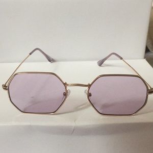 Lavender & gold frame hexagon geometric sunglass